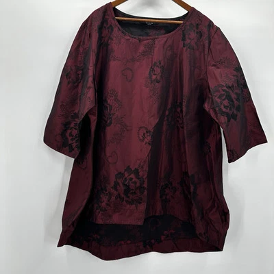 Túnica Bryn Walker Top Feminina 2X Floral Jacquard Floral Escuro Caprichoso Gótico - Imagem 1 de 4