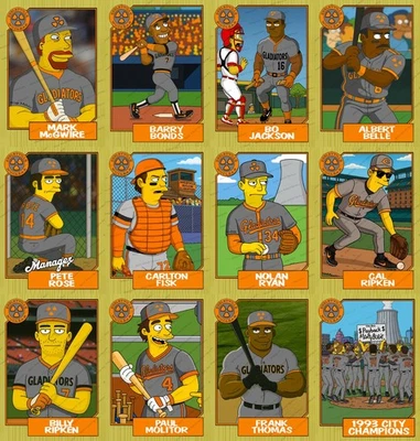Simpsons Softball Custom Trading Cards - Complete 12 Card Shelbyville Set - Image 1 of 4