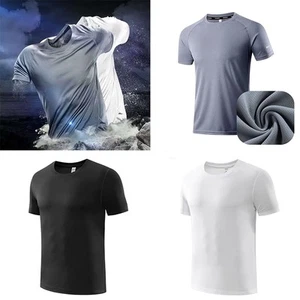 New Mesh Sleeve Quick-Drying Breathable Stretch Ice Silk T-shirt Men's Summer - Picture 1 of 13