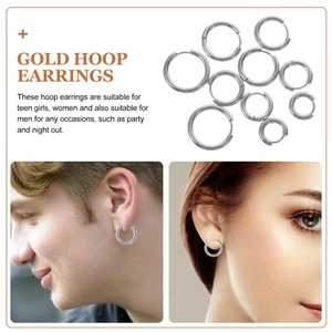 Pendientes de aro grande de acero inoxidable para mujer de 10 piezas - Imagen 1 de 12