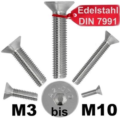 Senkkopfschrauben Edelstahl A2 DIN7991 Senkschraube M3 M4 M5 M6 M8 M10 ISO 10642 - Bild 1 von 3