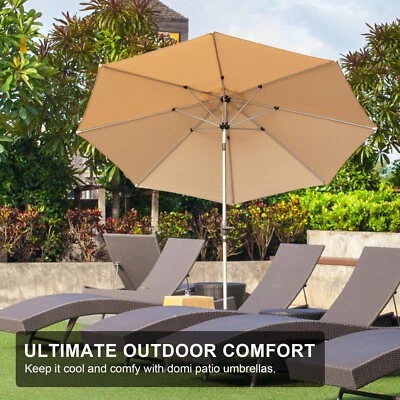 DOMI OUTDOOR LIVING Domi 10ft Patio Umbrella w/Push Button Tilt and Crank for Deck Porch Backyard