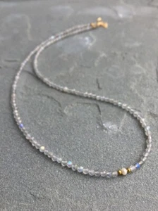 Natürliche Perle & Labradorit Multi 2 Edelsteine Perlen Handarbeit Halskette 18" Geschenk - Bild 1 von 6