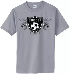 Soccer Shield T-Shirt Jersey Short Sleeve or Long Sleeve Tee New Youth & Adult - Picture 1 of 2