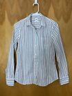 GAP Fitted Boyfriend Shirt Long Sleeve Button Down Women’s S Striped White Red
