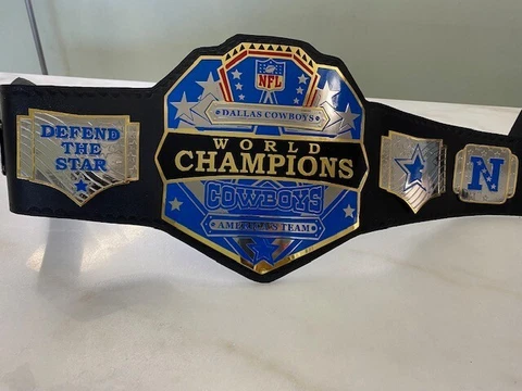 NFL Dallas Cowboys World Football Championship Leather title belt Brass 2mm 4mm Cover