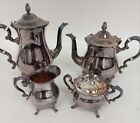 Vintage Silver Plated Tea/Coffee Set 4 Pieces With Milk Jug & Sugar Bowl