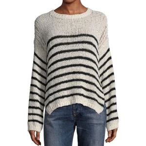 IRO White Black Lolita Striped Open Knit Cotton Blend Sweater Size Small - Picture 1 of 11