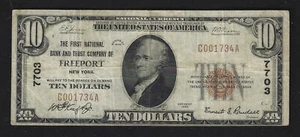 Freeport, NY, #7703, $10.00, 1929 T-1, VF, The F.N.B & T.C of”, 61 NotesReported - Picture 1 of 4