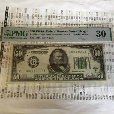 $50 1928-A Federal Reserve Note Chicago PMG30 - Image 1 of 4