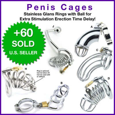 Acero inoxidable Metal Hombres Masculino Pene Jaula Castidad Dispositivo bloqueo - Image 1 of 2