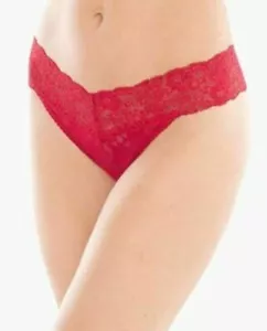 Soma Embraceable Allover Lace Thong Panty Glittered Festive Red S M XL - Picture 1 of 2