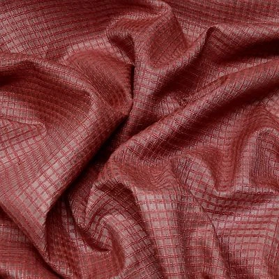 Red Tassah Organza Corded Checks 100% Silk, 44" W, 1.5 yard piece (WT-305) - Image 1 of 4