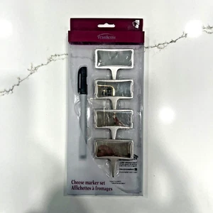 Trudeau Cheese Marker Set 5 Piece Metal w/pen Elegant Wine and Cheese Party NEW - Picture 1 of 3