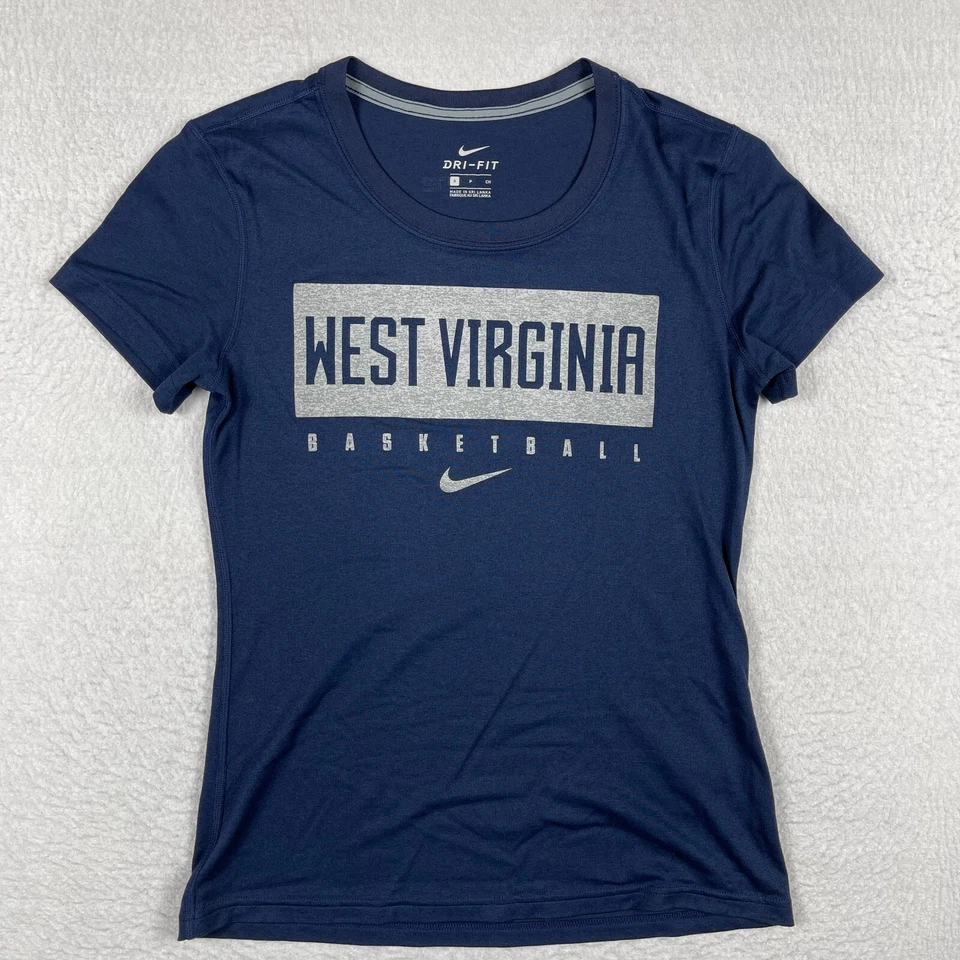 Camisa West Virginia Mountaineers Mujer Pequeña Azul Nike Baloncesto WVU Universidad Foto 1 de 4