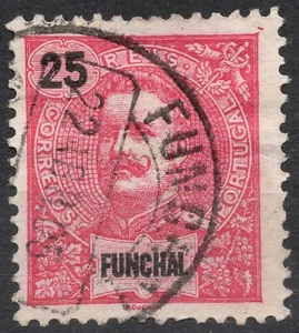 SG127 Yt:#20 1899 25R Funchal Madeira King Carlos I of Portugal 1897-1905 , used - Picture 1 of 2