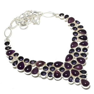 Wonderful Amethyst Gemstone Handmade 925 Solid Sterling Silver Jewelry Necklace - Picture 1 of 6
