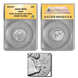 2019-W LOWELL QUARTER MS66 GREAT AMERICAN COIN HUNT (first w quarter ever) - Picture 1 of 2