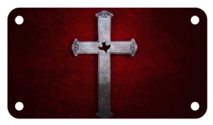 Christian Cross & Dove 4" X 7" ATV Motorcycle License Plate Christian Emblem  - Picture 1 of 2