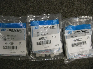 John Guest Fittings 4HN29 3/8 x 3/8" 4HN22 1/4" 4HN23 3/8" 3 Pack Lot - Picture 1 of 4
