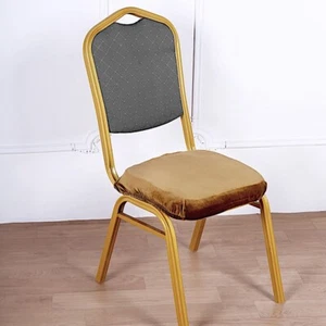 GOLD Stretchable Velvet CHAIR SEAT CUSHION COVER Party Events Home Decorations - Picture 1 of 8