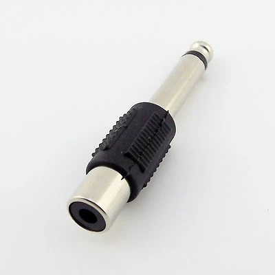 1pcs 6.35mm 1/4" Mono Male Plug to RCA Phono Female Jack Audio Adapter Connector - Image 1 of 4