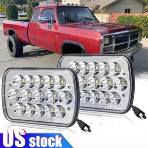 For Dodge W150/250/350 D100/150/250/350 Ramcharger Pair 5x7" 7x6" LED Headlights - Picture 1 of 9
