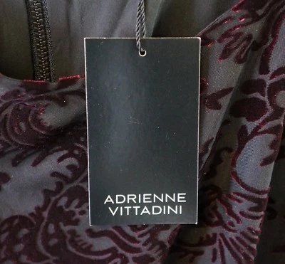 Adrienne Vittadini Size M Burnout Velvet Dress Flutter Sleeve Black Burgundy New - Image 1 of 4