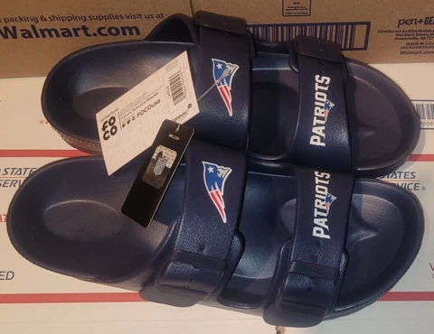 New England Patriots nfl blue slip on slider shoes xL  11/12new Foco WOMEN Cover