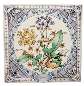 LOVE Floral Expression Tile AVON 1983 Ceramic Tea Trivet Wall Hanging with Box - Picture 1 of 17