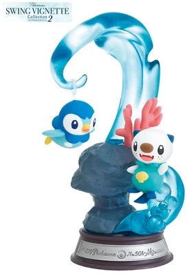 RE-MENT Pokemon Swing Vignette Collection 2 mini boneco de brinquedo #4 Piplup & Oshawott - Imagem 1 de 4