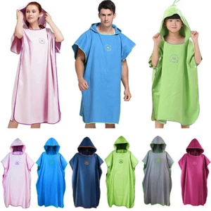 For Adults & Kids Microfiber Surf Poncho Robe with Hood Wetsuit Changing Towel - Picture 1 of 13