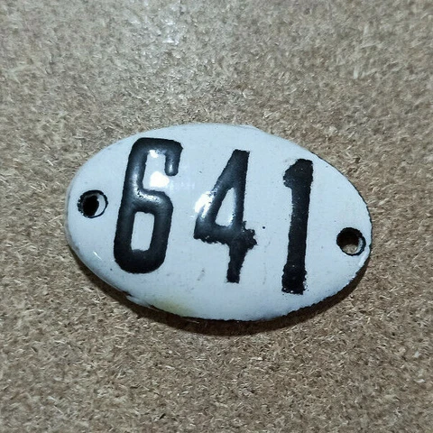Vintage Enamel Sign Number 641 White House Door Plate Metal Porcelain Tin Cover