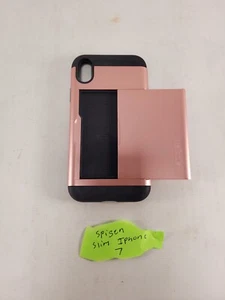 Spigen Sliding Back Case With Dual Card Storage for iPhone 7 - Pink / Black - Picture 1 of 5