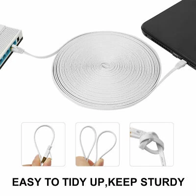 RJ45 CAT7 6FT 10FT 30FT 50FT 100FT 200FT Ethernet Network Cable Cord Flat LOT US - Image 1 of 4