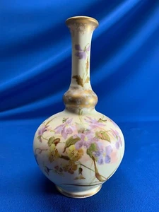HAND-PAINTED FLORAL EUROPEAN PORCELAIN 9.75"H VASE - Picture 1 of 5
