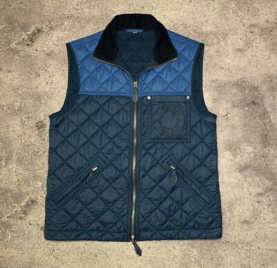 Burberry Mens Blue Zip Logo Graphic Colour Block Recycled Nylon Gilet Size M - Image 1 of 4