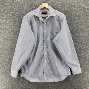 Donald J. Trump Shirt Men 16 Blue Striped Button Up Collared Long Sleeve Regular - Picture 1 of 9