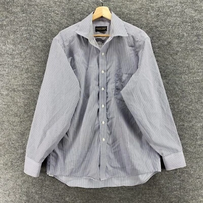 Donald J. Trump Shirt Men 16 Blue Striped Button Up Collared Long Sleeve Regular - Image 1 of 4