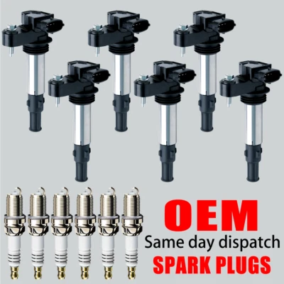 6X Ignition Coil & Iridium Spark Plug For Cadillac CTS SRX GMC Acadia Saab UF375 - Image 1 of 4
