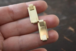 Vtg Estate Gold Tone PIONEER Mid Century Modern Machine Pressed Cufflinks GUC - Picture 1 of 6