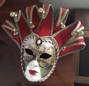 Venezianische Narr Karneval Lebensgroße Gesicht Wandmaske Handmade in Italy NEU - Bild 1 von 12