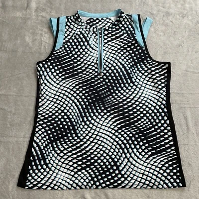 Camisa Cola XL Mujer Activa Golf Tenis Sin Mangas 1/4 Cremallera Patrón Atlético Foto 1 de 4