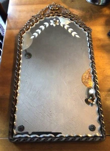 Antique Carved Semi-Venetian Mirror American Beauty Chicago Plate Co.  22 X 11” - Picture 1 of 6