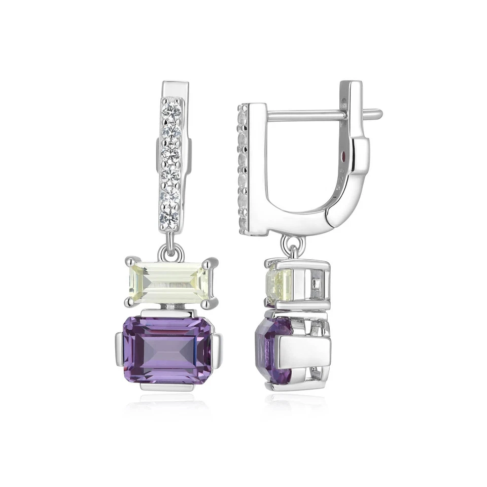 Pendientes de aro de zafiro de alejandrita creado en laboratorio y zafiro amarillo creado en laboratorio ELLE Foto 1 de 1
