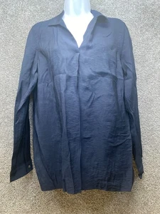 Tunica donna J Jill piccola blu navy scollo a V scollato rotolo linguetta manica lunga - Foto 1 di 10