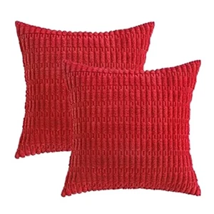 Confezione da 2 Fodere per Cuscini Decorativi in Velluto a Coste Rosso Morb1777 - Imagen 1 de 1