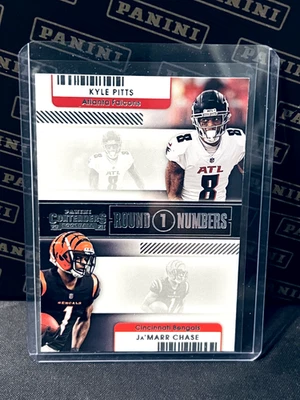 2021 Panini Contenders - Round Numbers Ja'Marr Chase, Kyle Pitts #RN-KPI (RC) - Image 1 of 2