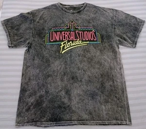Camiseta Universal Studios Florida Gris Lavado Ácido Neón Logo Talla L - Imagen 1 de 7