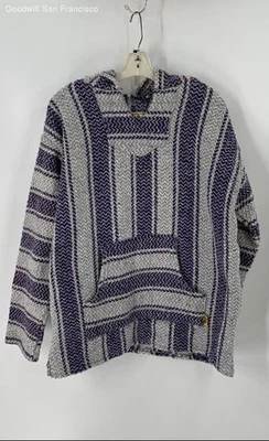 Baja Joe Women's Baja Hoodie Size XL Purple Gray Striped Pullover - Image 1 of 4